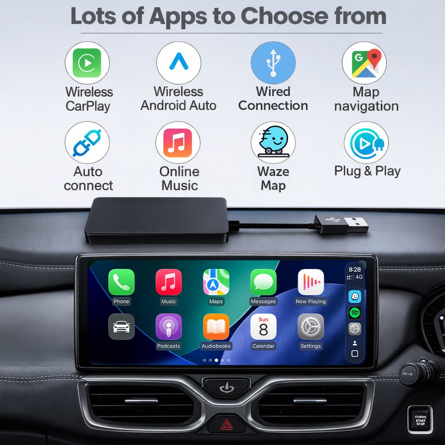 AACP Dongle installed in a Proton dashboard running CarPlay