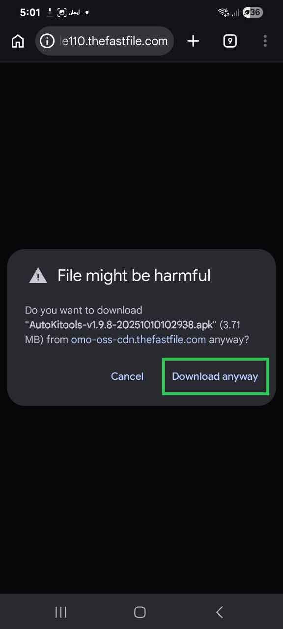 Chrome download warning dialog with Download Anyway button highlighted